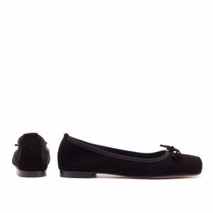 NEW MICHELE LAPRIORE Paloma Ballet Flat Black Suede Women'